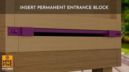 Insert the permanent entrance block into the Hive-Five Multi-Guard
